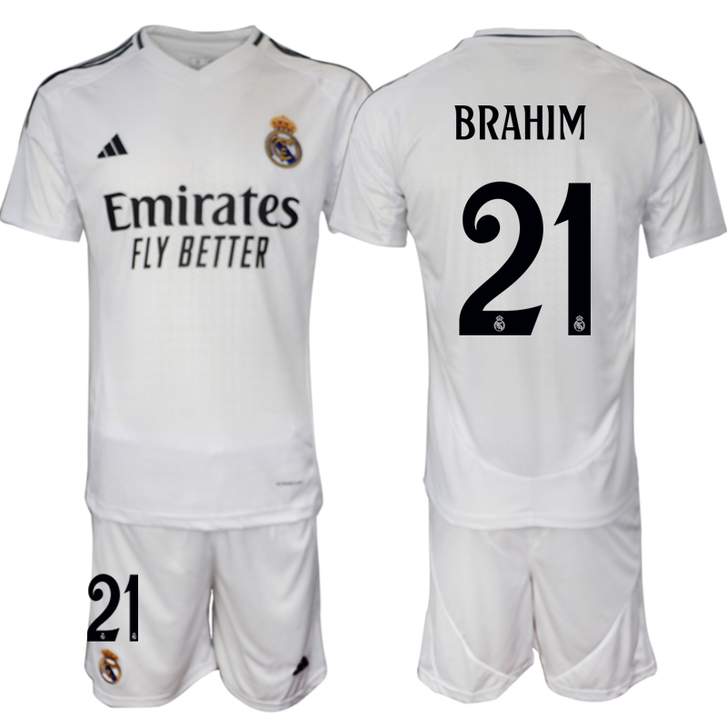 Men's Real Madrid home 21# BRAHIM 2024-25 Suit Soccer Jerseys