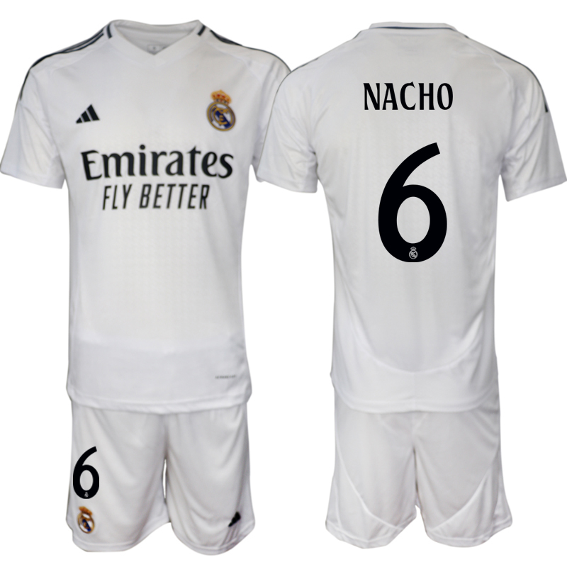 Men's Real Madrid home 6# NACHO 2024-25 Suit Soccer Jerseys