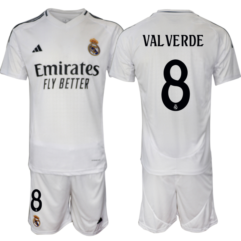 Men's Real Madrid home 8# VALVERDE 2024-25 Suit Soccer Jerseys