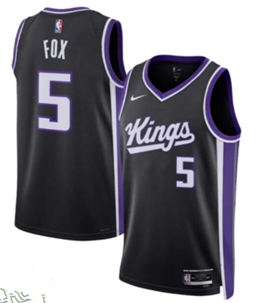 Men's Sacramento Kings #5 De'Aaron Fox Black Icon Edition Swingman Stitched Basketball Jersey