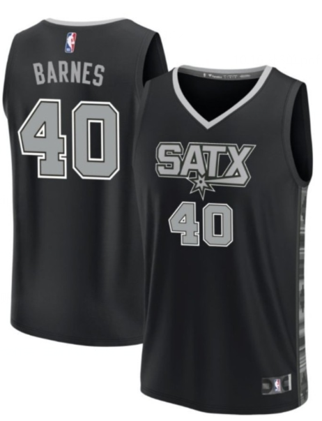 Men's San Antonio Spurs #40 Harrison Barnes Black Statement Edition Stitched Basketball Jersey