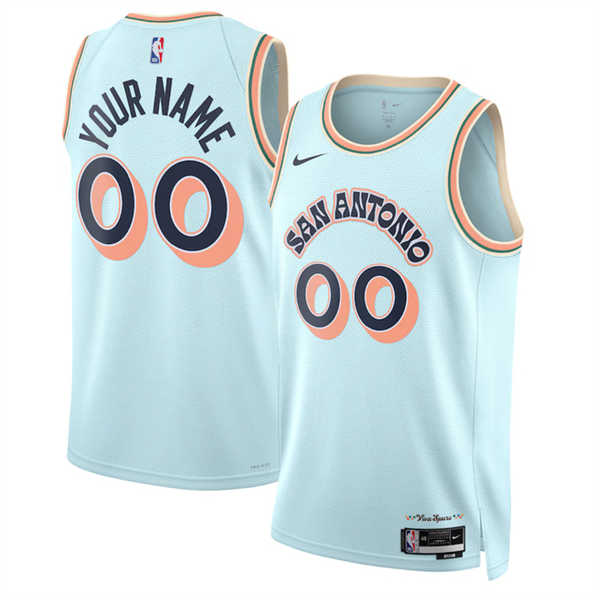 Men's San Antonio Spurs Active Player Custom Light Blue 2024-25 City Edition Stitched Basketball Jersey