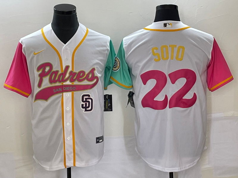 Men's San Diego Padres #22 Juan Soto White NEW 2023 City Connect Cool Base Stitched Jersey1