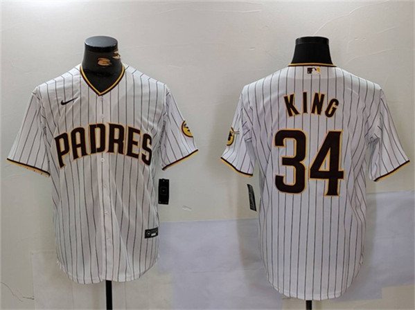 Men's San Diego Padres #34 Michael King White Cool Base Stitched Baseball Jersey