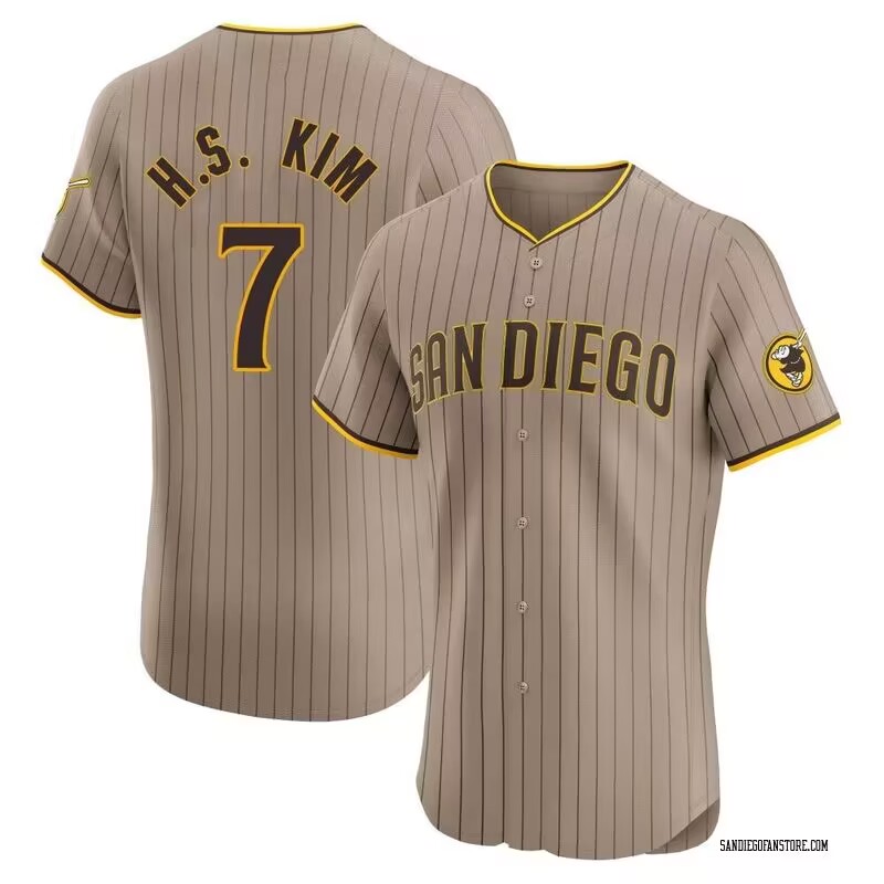 Men's San Diego Padres #7 Ha Seong Kim White Stitched MLB Cool Base Nike Brown Jersey