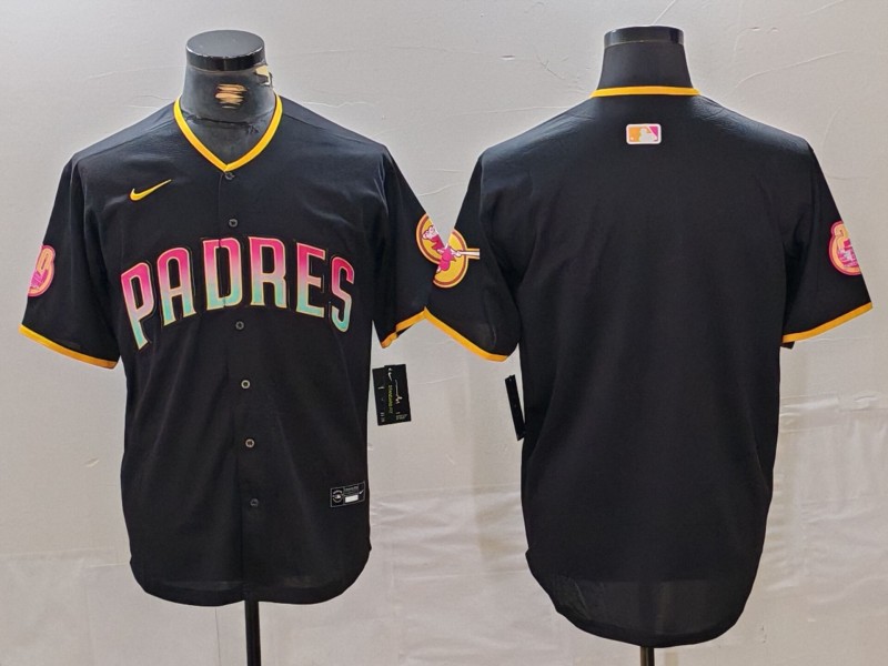 Men's San Diego Padres Blank Black Cool Base Stitched Baseball Jersey