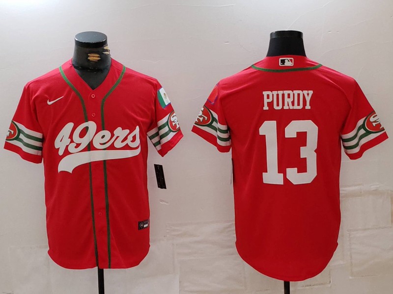 Men's San Francisco 49ers #13 Brock Purdy Red Mexico Cool Base Stitched Baseball Jersey