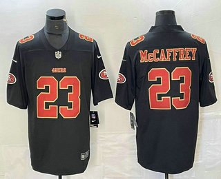 Men's San Francisco 49ers #23 Christian McCaffrey Black Red 2021 Vapor Untouchable Stitched Limited Jersey