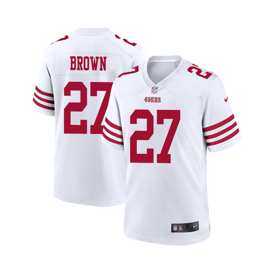 Men's San Francisco 49ers #27 Ji'Ayir Brown White Game Football Stitched Jersey