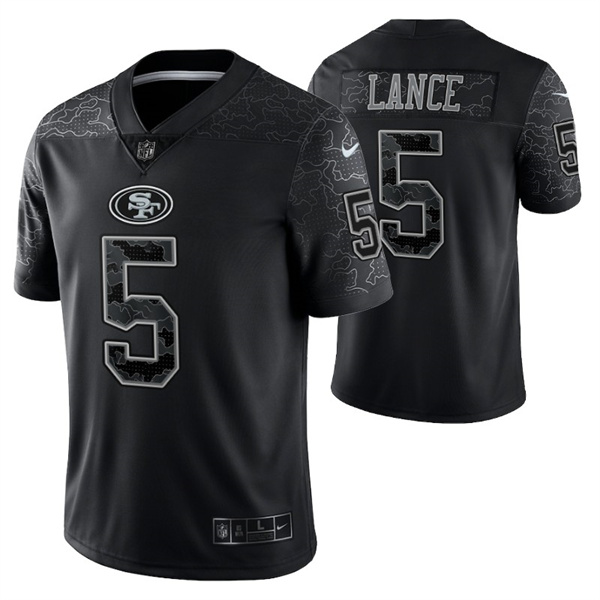 Men's San Francisco 49ers #5 Trey Lance Black Reflective Limited Stitched Football Jersey