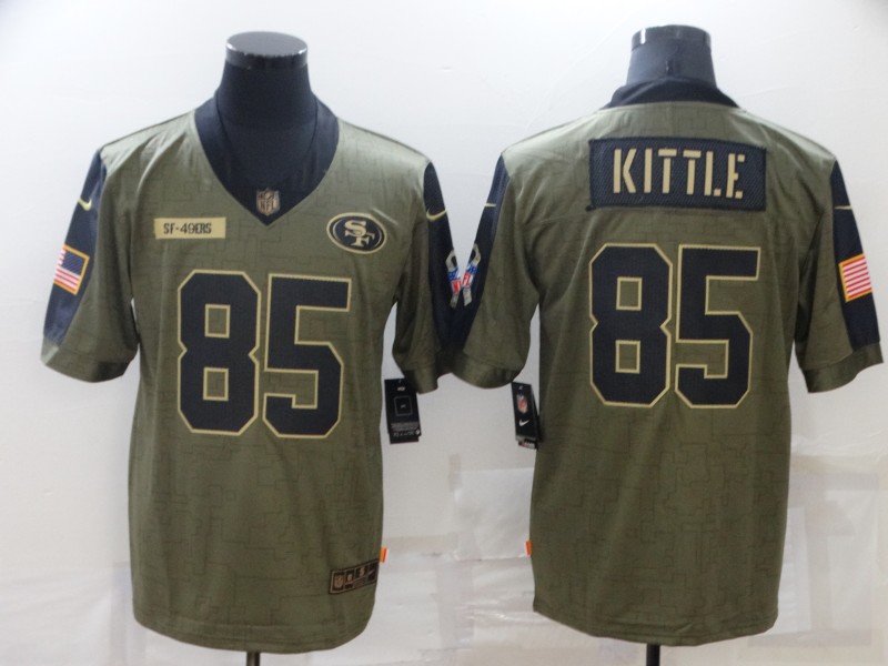 Men's San Francisco 49ers #85 George Kittle Nike Olive 2021 Salute To Service Limited Player  Jersey