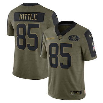 Men's San Francisco 49ers #85 George Kittle Nike Olive 2021 Salute To Service Limited Player Jersey