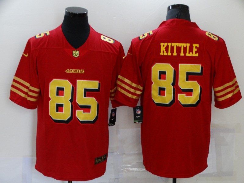 Men's San Francisco 49ers #85 George Kittle Red Gold 2021 Vapor Untouchable Stitched NFL Nike Limited Jersey