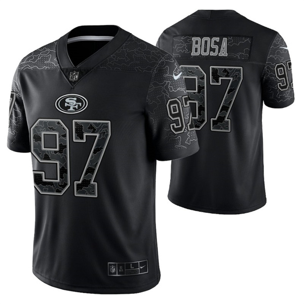 Men's San Francisco 49ers #97 Nick Bosa Black Reflective Limited Stitched Football Jersey