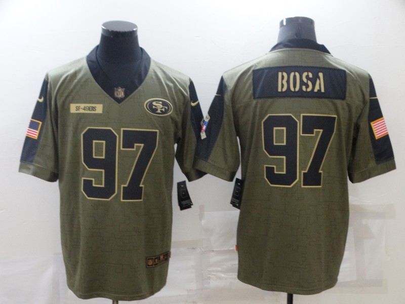 Men's San Francisco 49ers #97 Nick Bosa Nike Olive 2021 Salute To Service Limited Player  Jersey