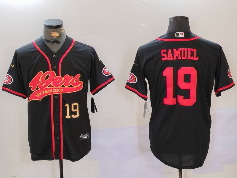 Men's San Francisco 49ers#19 Deebo Samuel Black With Patch Cool Base Stitched Baseball Jerseys