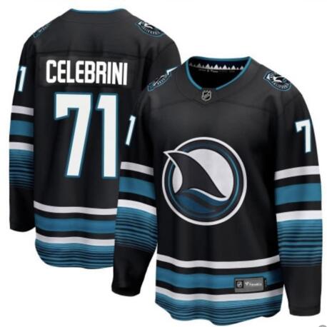 Men's San Jose Sharks #71 Macklin Celebrini Black Fanstics Stitched Jersey