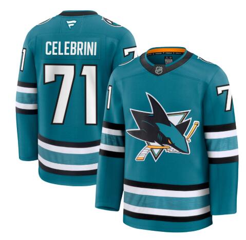 Men's San Jose Sharks #71 Macklin Celebrini Teal 2024-25 Fanstics Stitched Jersey