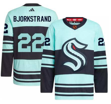 Men's Seattle Kraken #22 Oliver Bjorkstrand adidas 2022-2023 Reverse Retro ADIZERO Authentic Jerseys