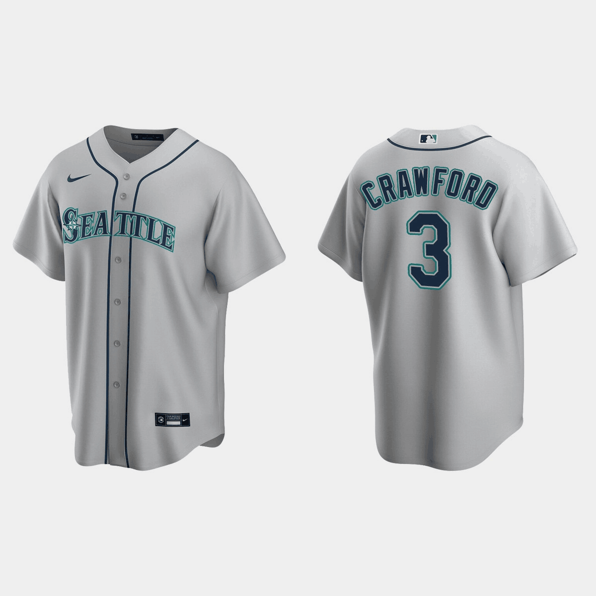 Men's Seattle Mariners #3 J.P. Crawford Grey Cool Base Stitched Jersey