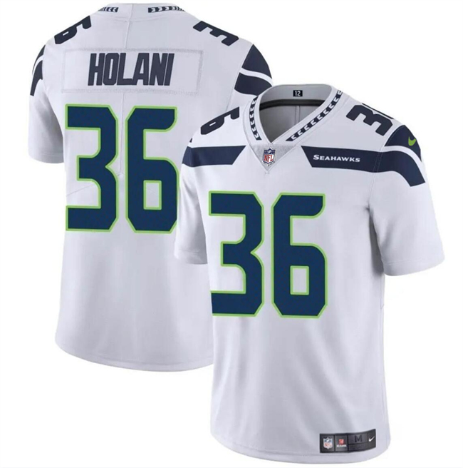 Men's Seattle Seahawks #36 George Holani White Vapor Limited Football Stitched Jersey