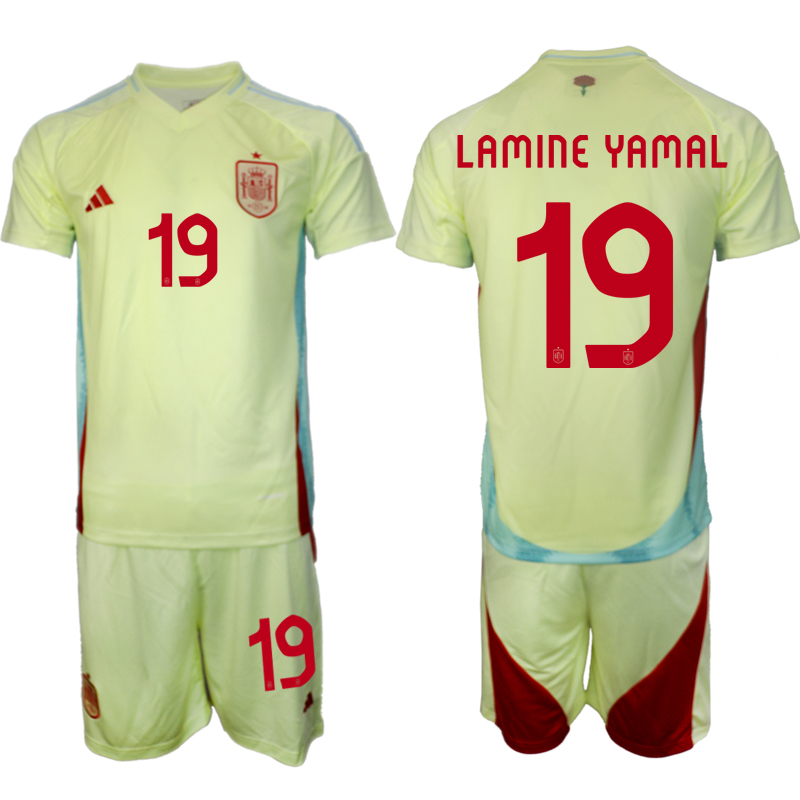 Men's Spain away 19# LAMINE YAMAL 2024-25 Suit Soccer Jerseys