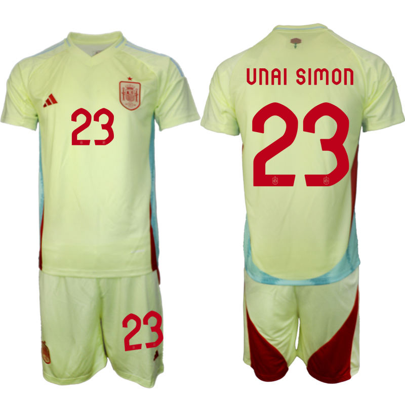 Men's Spain away 23# UNAI SIMON 2024-25 Suit Soccer Jerseys