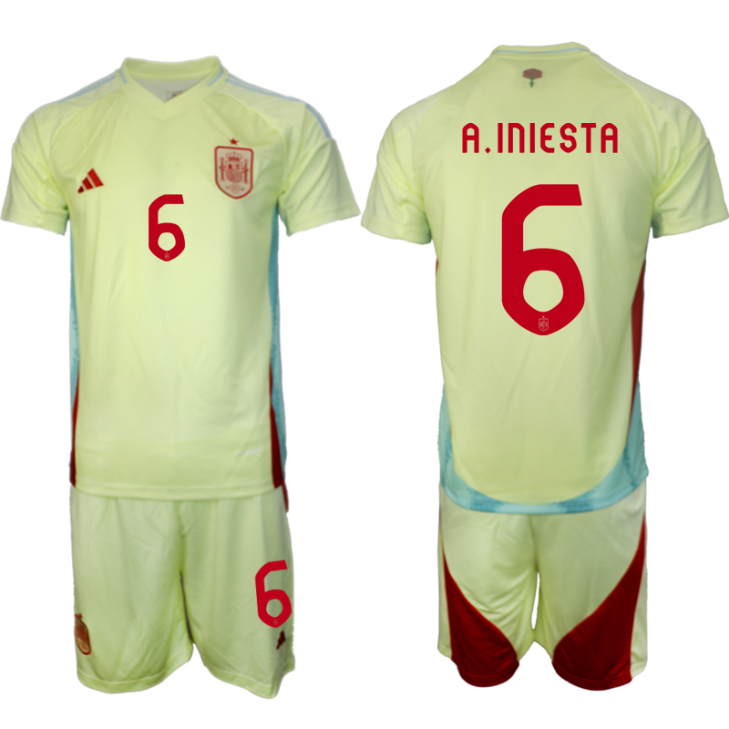 Men's Spain away 6# A.INIESTA 2024-25 Suit Soccer Jerseys