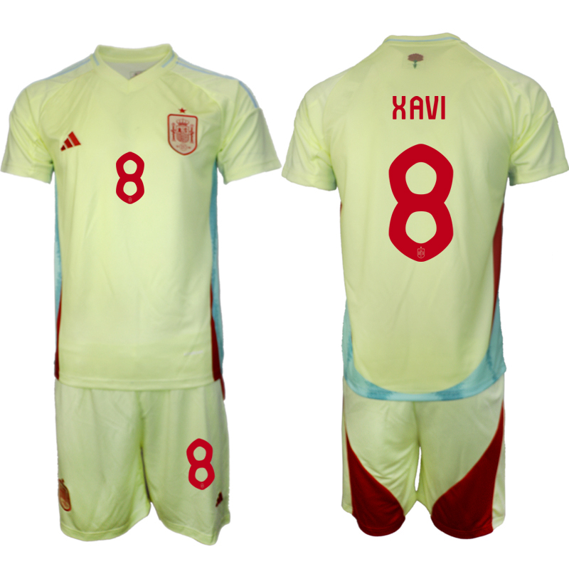 Men's Spain away 8# XAVI 2024-25 Suit Soccer Jerseys