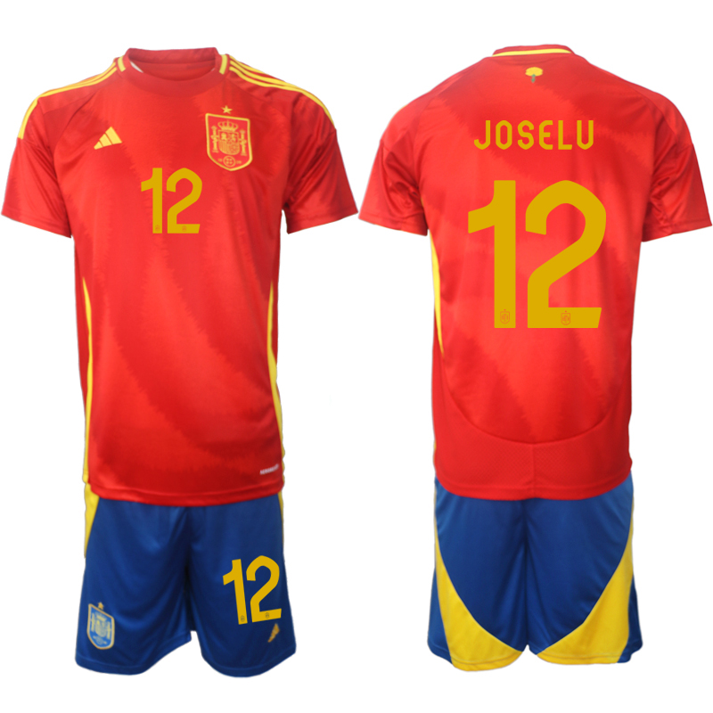 Men's Spain home 12# JOSELU 2024-25 Suit Soccer Jerseys