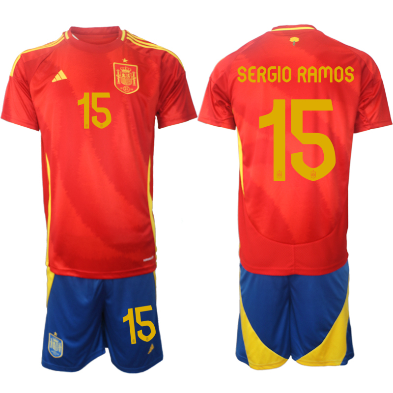 Men's Spain home 15# SERGIO RAMOS 2024-25 Suit Soccer Jerseys