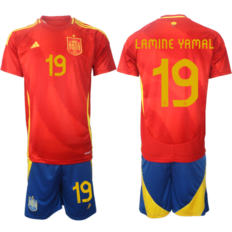 Men's Spain home 19# LAMINE YAMAL 2024-25 Suit Soccer Jerseys