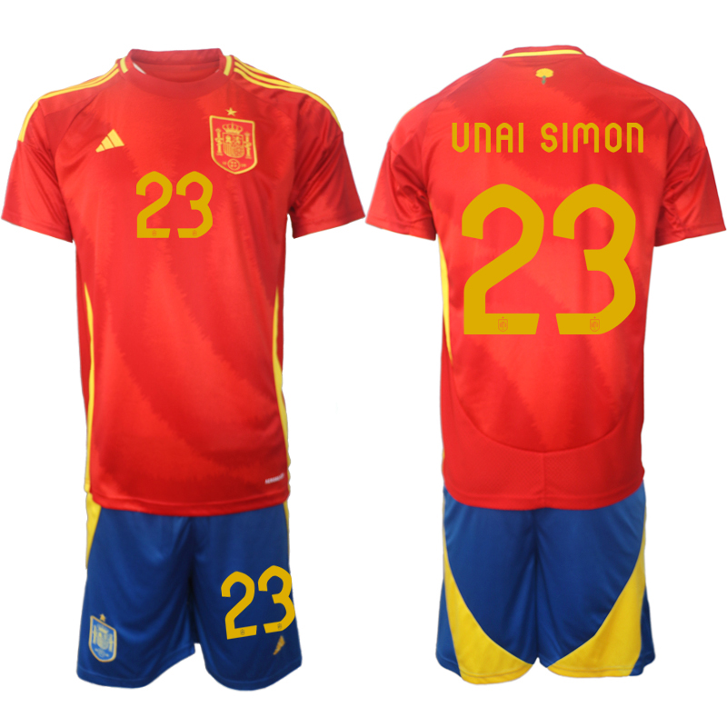 Men's Spain home 23# UNAI SIMON 2024-25 Suit Soccer Jerseys