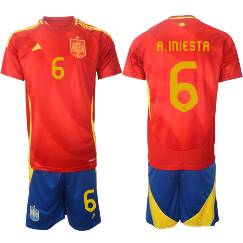 Men's Spain home 6# A.INIESTA 2024-25 Suit Soccer Jerseys