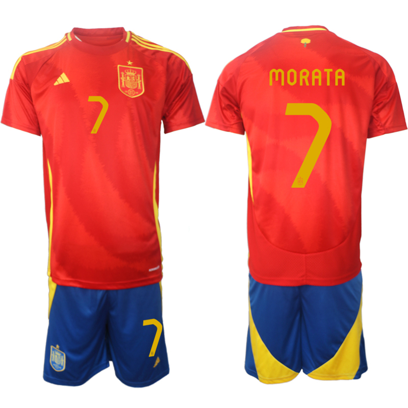 Men's Spain home 7# MORATA 2024-25 Suit Soccer Jerseys