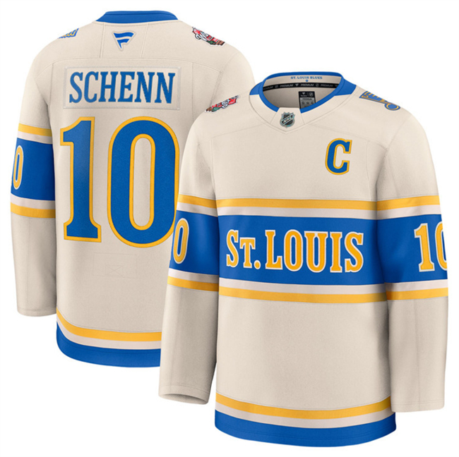 Men's St. Louis Blues #10 Brayden Schenn Cream 2024-25 Winter Classic Stitched Hockey Jersey