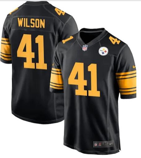 Men's Steelers Payton Wilson #41 Black Color Rush Limited Jersey Stitched