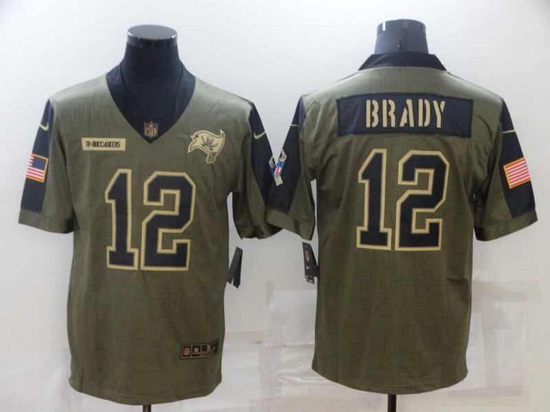 Men's Tampa Bay Buccaneers #12 Tom Brady Nike Olive 2021 Salute To Service Limited Player  Jersey