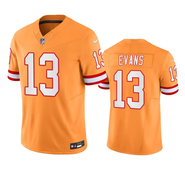 Men's Tampa Bay Buccaneers #13 Mike Evans Orange Throwback Limited Stitched Jersey