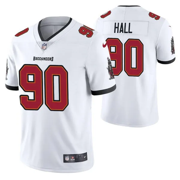 Men's Tampa Bay Buccaneers #90 Logan Hall White Vapor Untouchable Limited Stitched Jersey