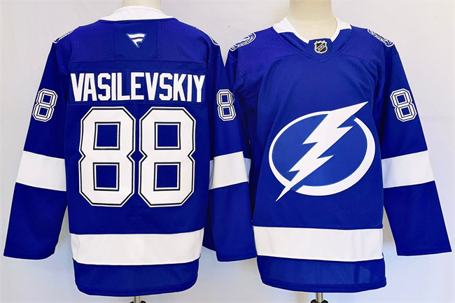 Men's Tampa Bay Lightning #88 Andrei Vasilevskiy 2024-25 Blue Stitched Jersey