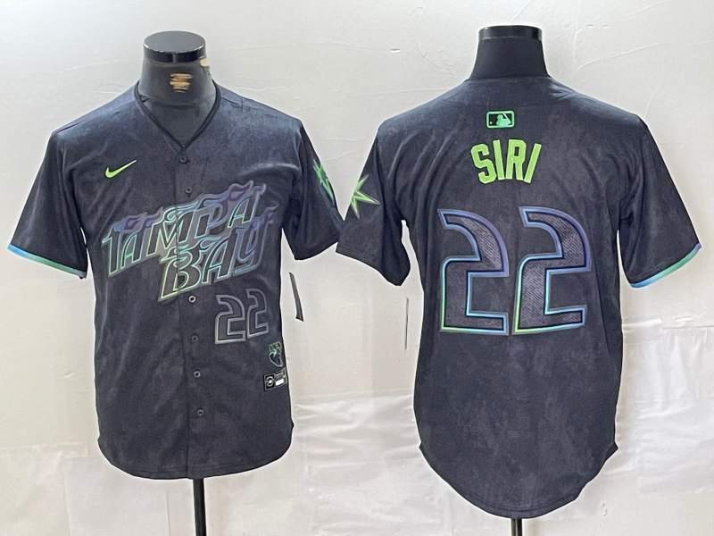 Men's Tampa Bay Rays #22 Jose Siri Number Charcoal 2024 City Connect Limited Stitched Jersey