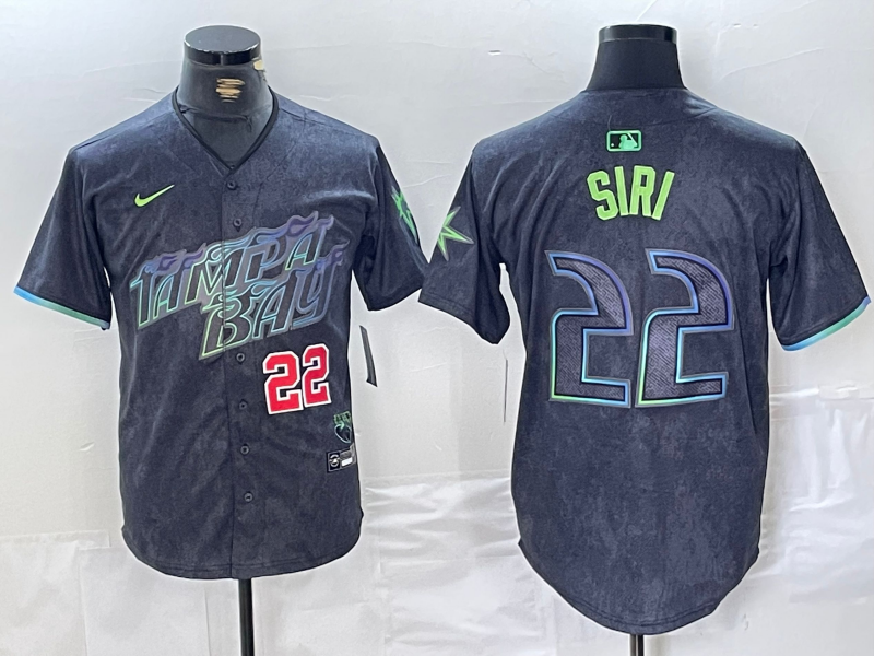 Men's Tampa Bay Rays #22 Jose Siri Number Charcoal 2024 City Connect Limited Stitched Jerseys