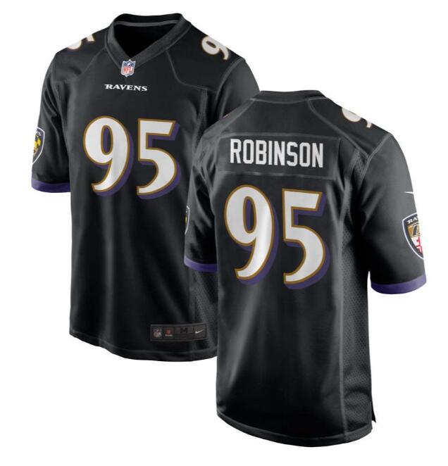 Men's Tavius Robinson #95 Baltimore Ravens Black Stitchec Nike Game Jersey