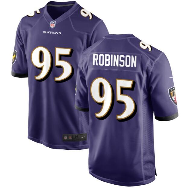 Men's Tavius Robinson #95 Baltimore Ravens Purple Stitchec Nike Game Jersey