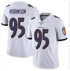 Men's Tavius Robinson #95 Baltimore Ravens White Stitchec Nike Game Jersey