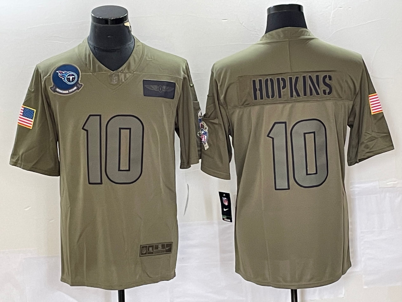 Men's Tennessee Titans #10 DeAndre Hopkins NEW Olive 2019 Salute To Service Stitched Nike Limited Jersey