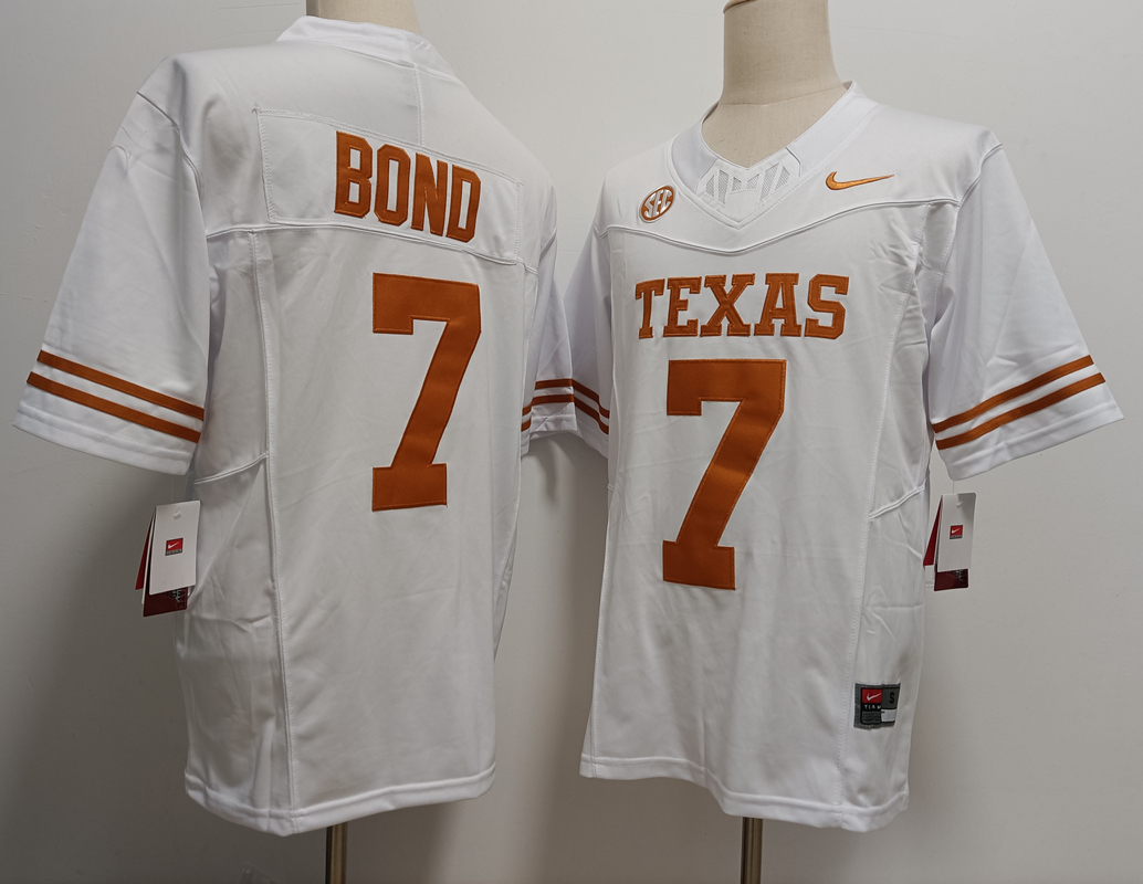 Men's Texas Longhorns #7 Isaiah Bond White FUSE Stitched Jersey