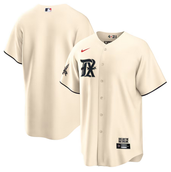 Men's Texas Rangers Blank Cream 2023 City Connect Cool Base Stitched Baseball Jersey