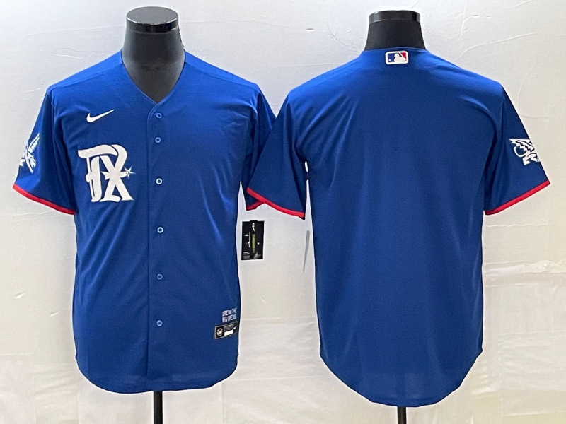 Men's Texas Rangers Blank Royal Blue 2023 City Connect Stitched Baseball Jersey